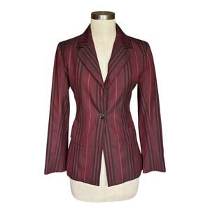 BURBERRY Y2K Purple Red Striped Single Button Front Blazer Jacket Women's Size 6
